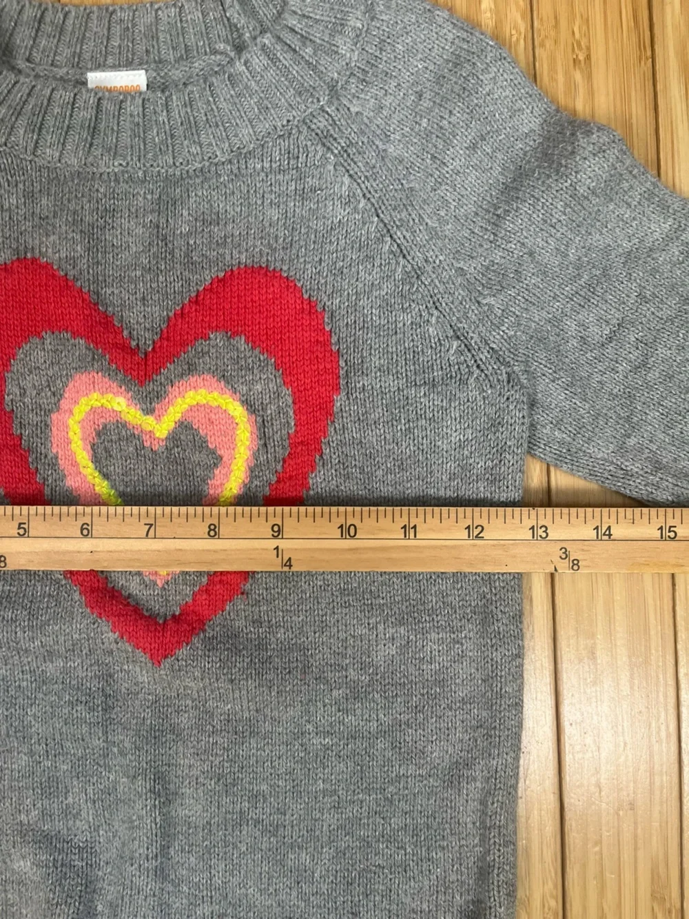 Gymboree Heart Sweater Girls Medium Grey Cotton Pullover Crew Neck Rainbow